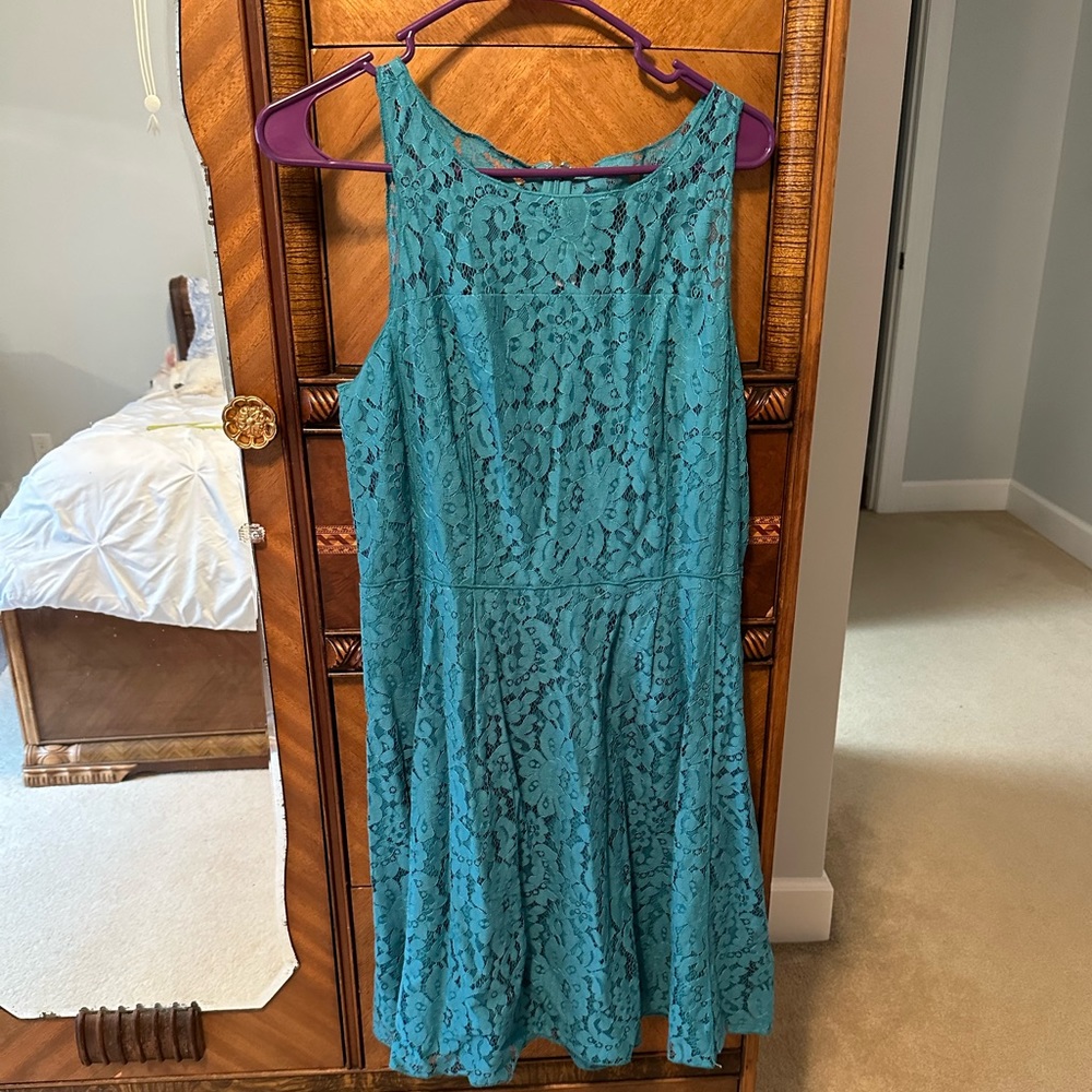 Teal lace LOFT dress